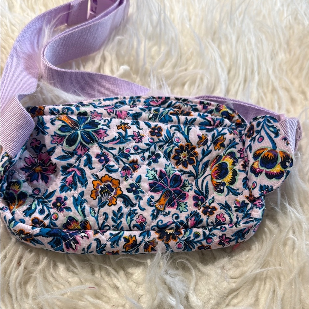 Floral Print Belt Bag with Pink Strap